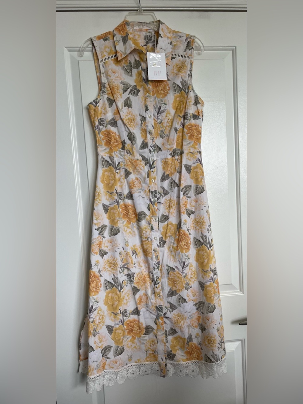 Rachel Parcell Yellow Peonies Floral Sleeveless Shirt Dress